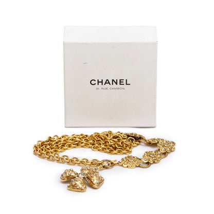 Chanel Vintage Gold-Plated Crystal Double Strand Chain-Link Belt