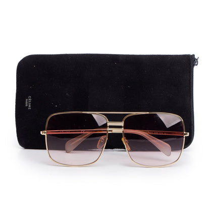 Celine CL41808/S Gold Tone Metal Square Aviator Sunglasses