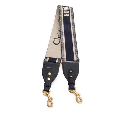 Christian Dior Navy/Beige Embroidered Woven Shoulder Strap