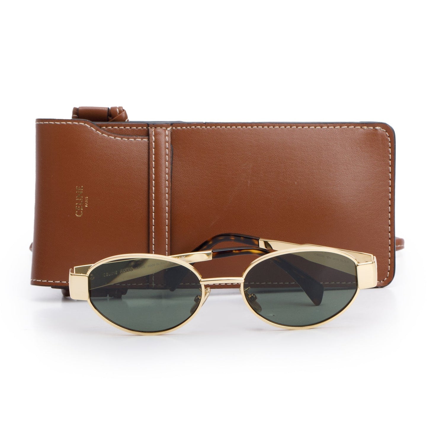 Celine CL40235U Gold Tone Triomphe Metal 01 Oval Sunglasses