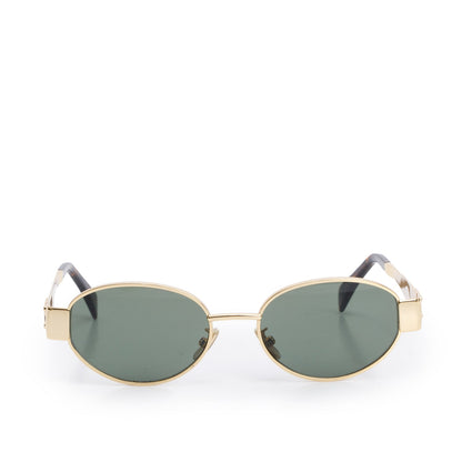 Celine CL40235U Gold Tone Triomphe Metal 01 Oval Sunglasses
