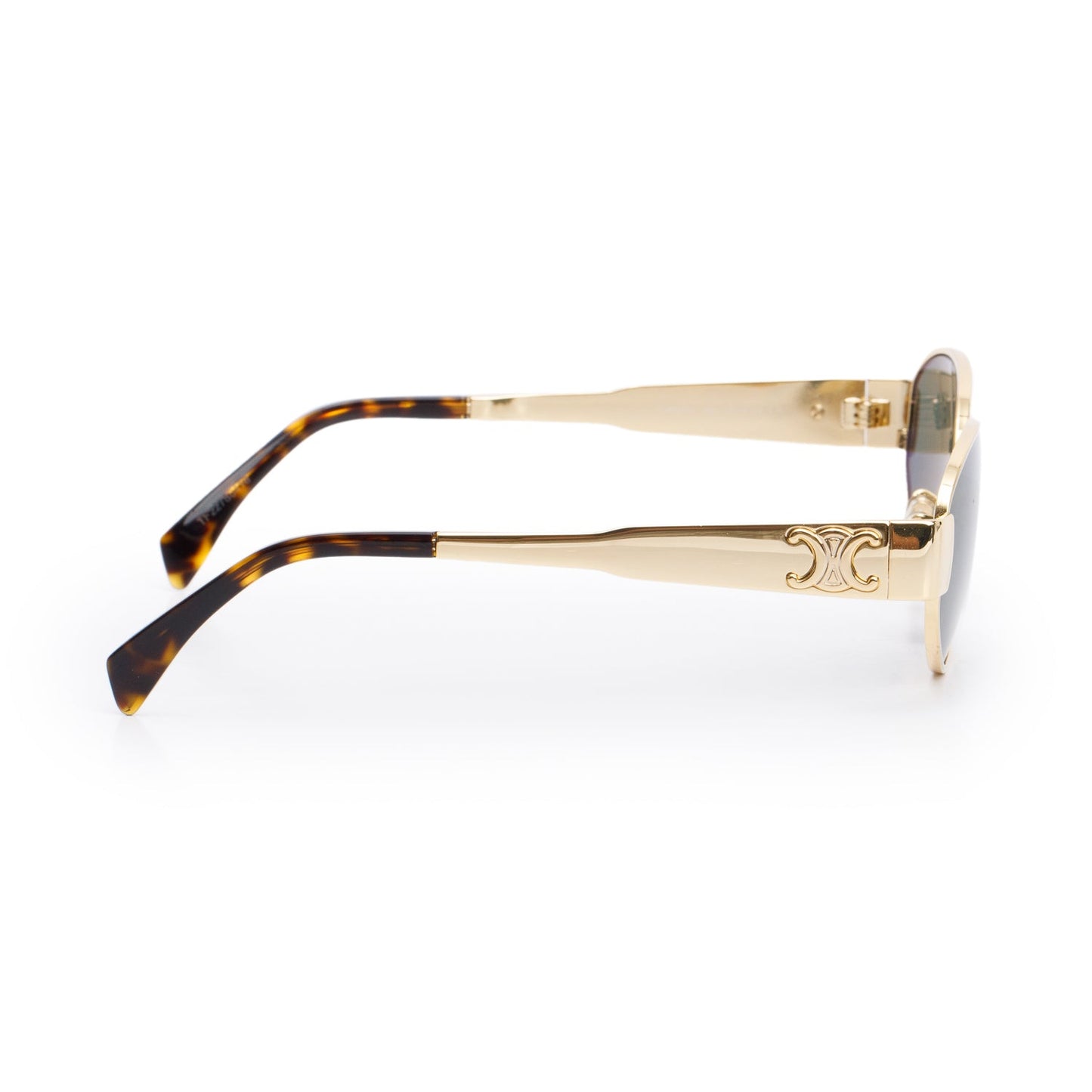 Celine CL40235U Gold Tone Triomphe Metal 01 Oval Sunglasses