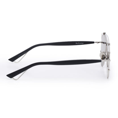Christian Dior Silver-Tone Metal Black Acetate DiorTechnologic Mirrored Sunglasses