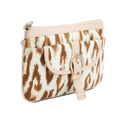 Christian Dior Vintage Leoparf Print Pink Leather Trim Canvas Mini Pochette