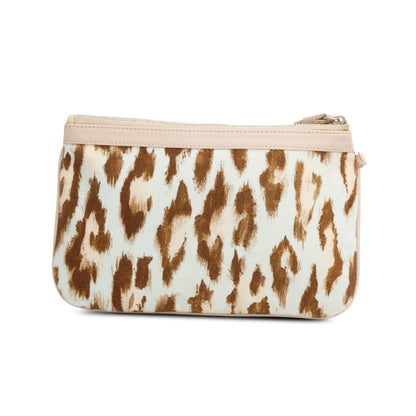 Christian Dior Vintage Leoparf Print Pink Leather Trim Canvas Mini Pochette