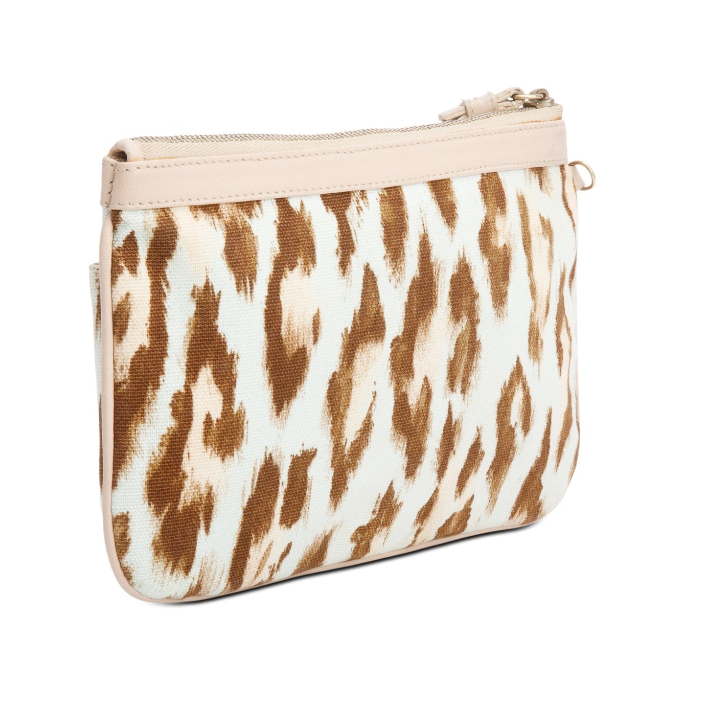 Christian Dior Vintage Leoparf Print Pink Leather Trim Canvas Mini Pochette