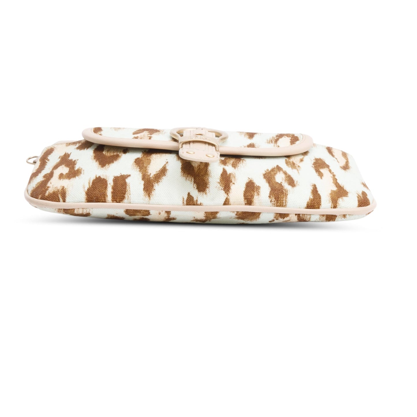 Christian Dior Vintage Leoparf Print Pink Leather Trim Canvas Mini Pochette