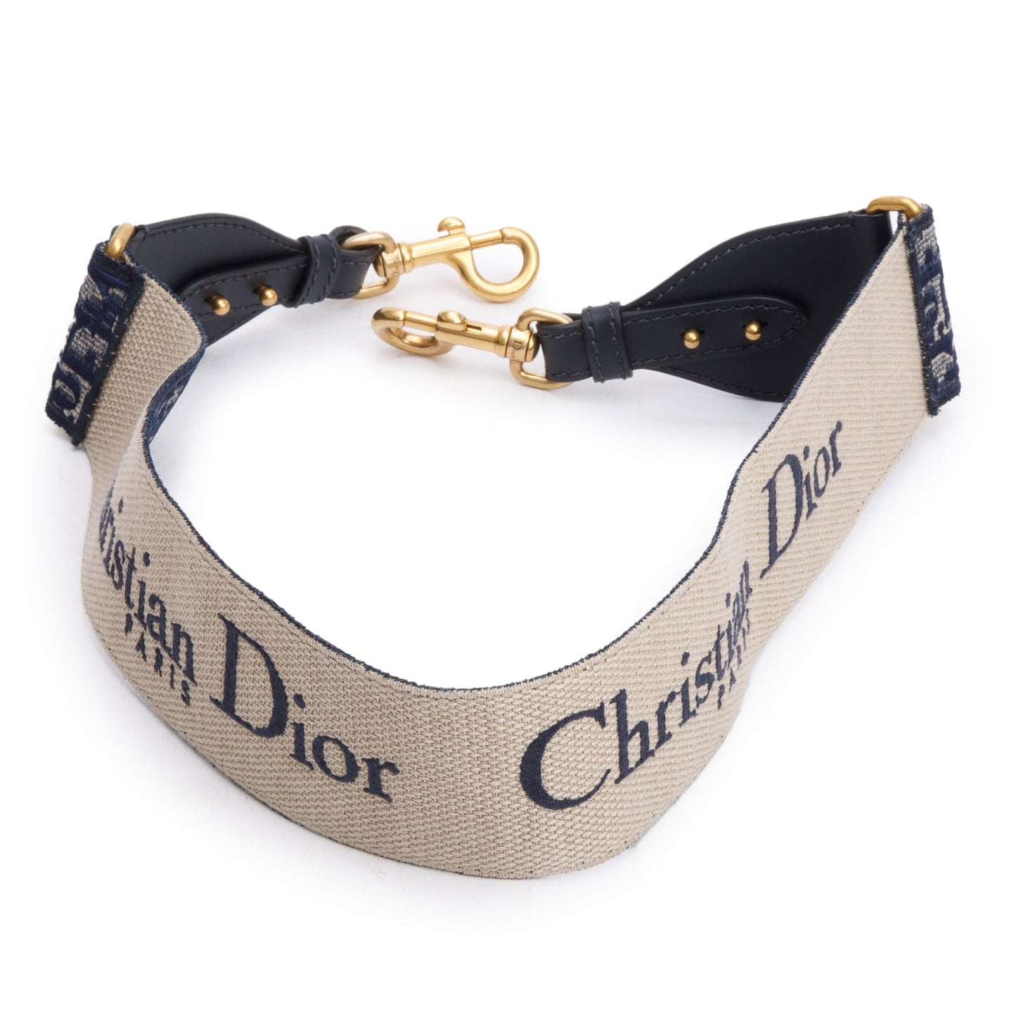 Christian Dior Navy/Beige Oblique Woven Shoulder Strap