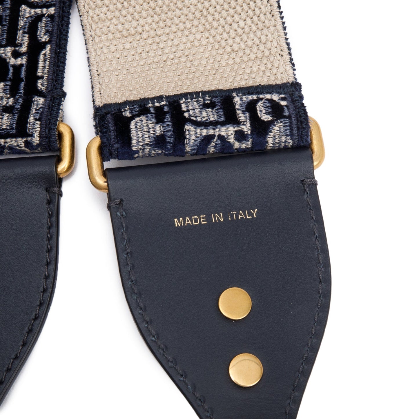 Christian Dior Navy/Beige Oblique Woven Shoulder Strap