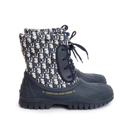 Christian Dior Navy Oblique Nylon D-Venture Combat Boot, Size 40