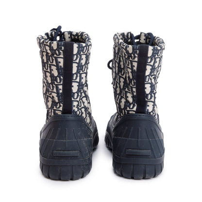 Christian Dior Navy Oblique Nylon D-Venture Combat Boot, Size 40