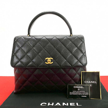 CHANEL Handbag Matt caviar skin black COCO Mark Matrasse Women