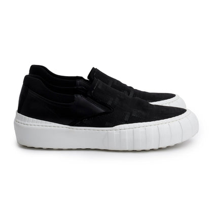 Fendi Black Zucca FF Logo Canvas  Leather Sneakers, Men's Size 10