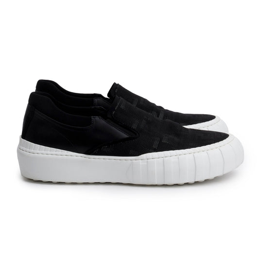 Fendi Black Zucca FF Logo Canvas  Leather Sneakers, Men's Size 10
