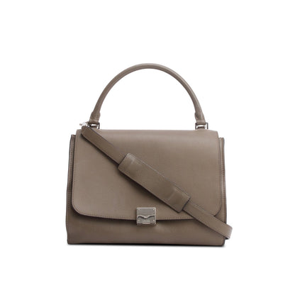 Celine Taupe Calfskin Leather Suede Trim Medium Trapeze Bag