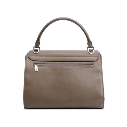 Celine Taupe Calfskin Leather Suede Trim Medium Trapeze Bag