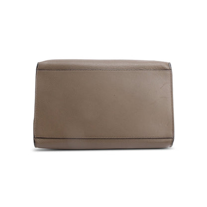 Celine Taupe Calfskin Leather Suede Trim Medium Trapeze Bag