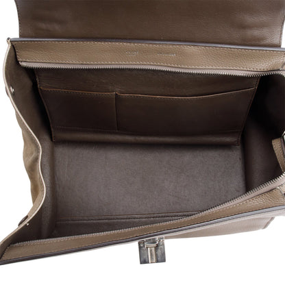 Celine Taupe Calfskin Leather Suede Trim Medium Trapeze Bag