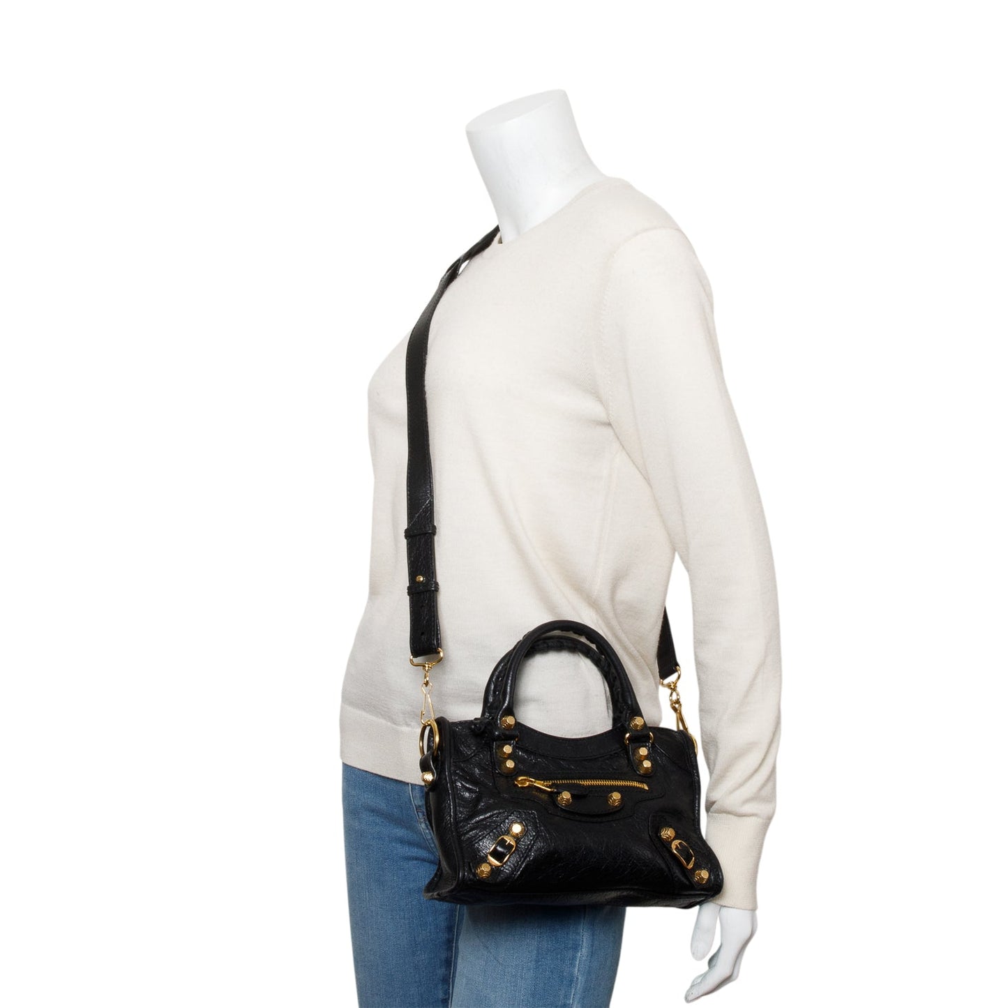 Balenciaga Black Agneau Leather Classic Mini City Bag