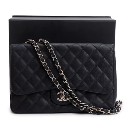 Chanel Black Caviar Classic Jumbo Single Flap Bag