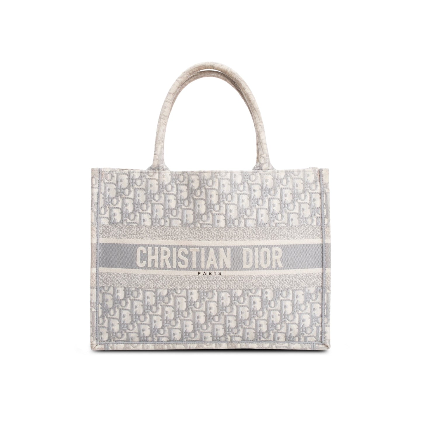 Christian Dior 2020 Grey Oblique Embossed Leather Medium Book Tote