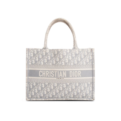 Christian Dior 2020 Grey Oblique Embossed Leather Medium Book Tote