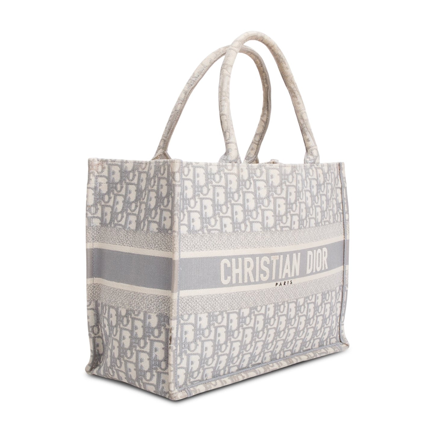 Christian Dior 2020 Grey Oblique Embossed Leather Medium Book Tote