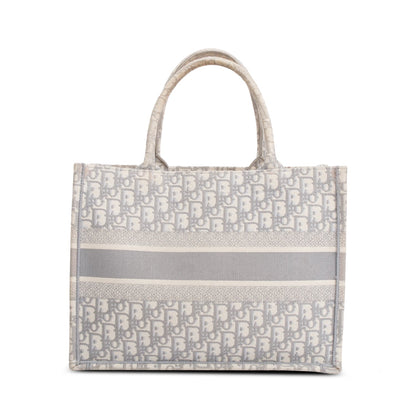 Christian Dior 2020 Grey Oblique Embossed Leather Medium Book Tote