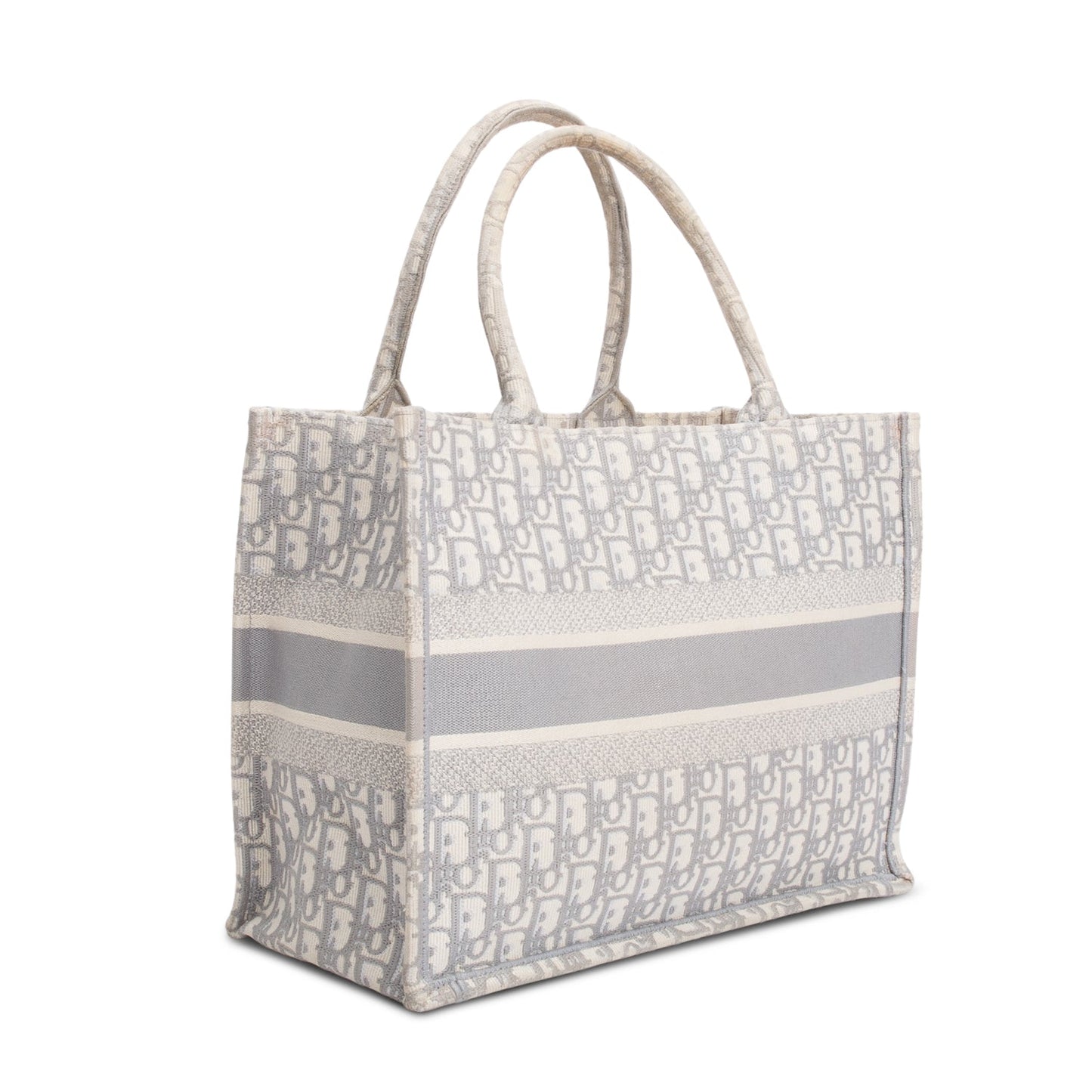 Christian Dior 2020 Grey Oblique Embossed Leather Medium Book Tote