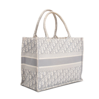 Christian Dior 2020 Grey Oblique Embossed Leather Medium Book Tote