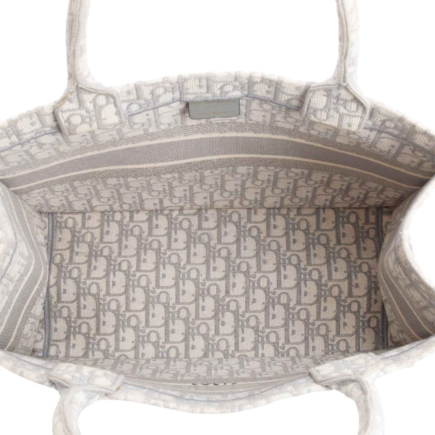 Christian Dior 2020 Grey Oblique Embossed Leather Medium Book Tote