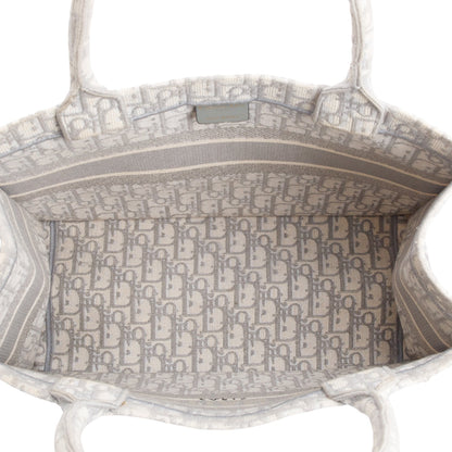 Christian Dior 2020 Grey Oblique Embossed Leather Medium Book Tote