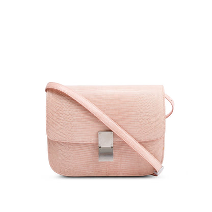 Celine Pink Lizard Medium Classic Box Flap Bag