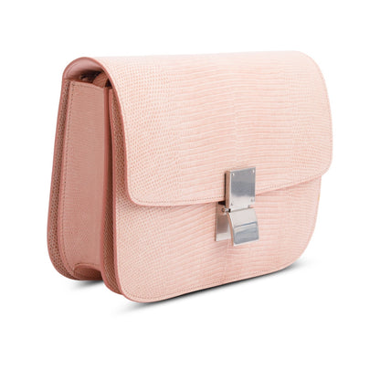 Celine Pink Lizard Medium Classic Box Flap Bag