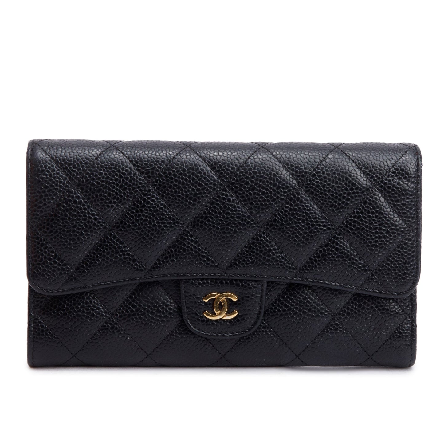 Chanel Black Caviar Leather Medium Trifold Wallet