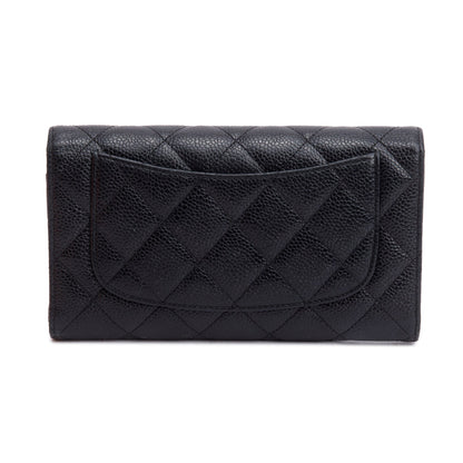 Chanel Black Caviar Leather Medium Trifold Wallet
