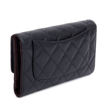 Chanel Black Caviar Leather Medium Trifold Wallet