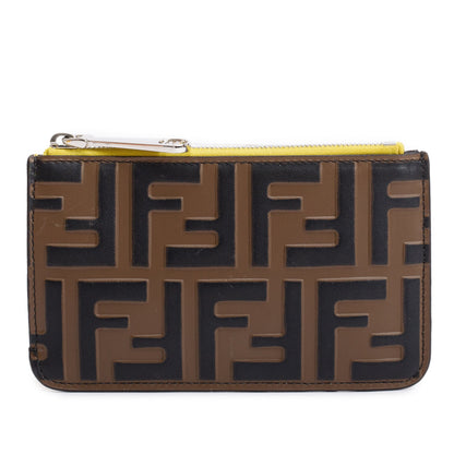 Fendi Yellow Leather Key Case Pouch