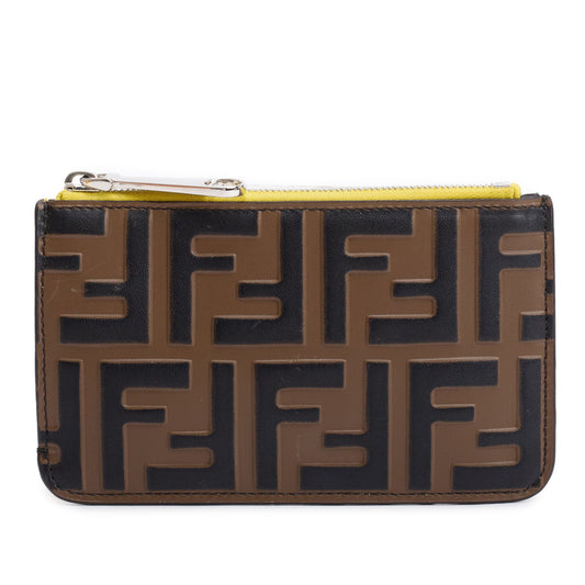 Fendi Yellow Leather Key Case Pouch