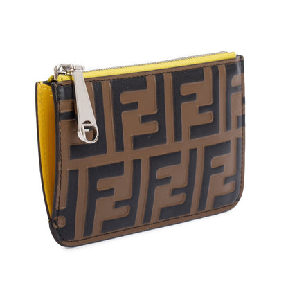 Fendi Yellow Leather Key Case Pouch