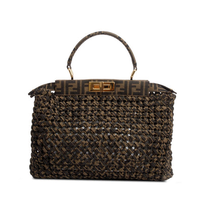 Fendi FF Zucca Woven Interlace Medium Peekaboo Bag