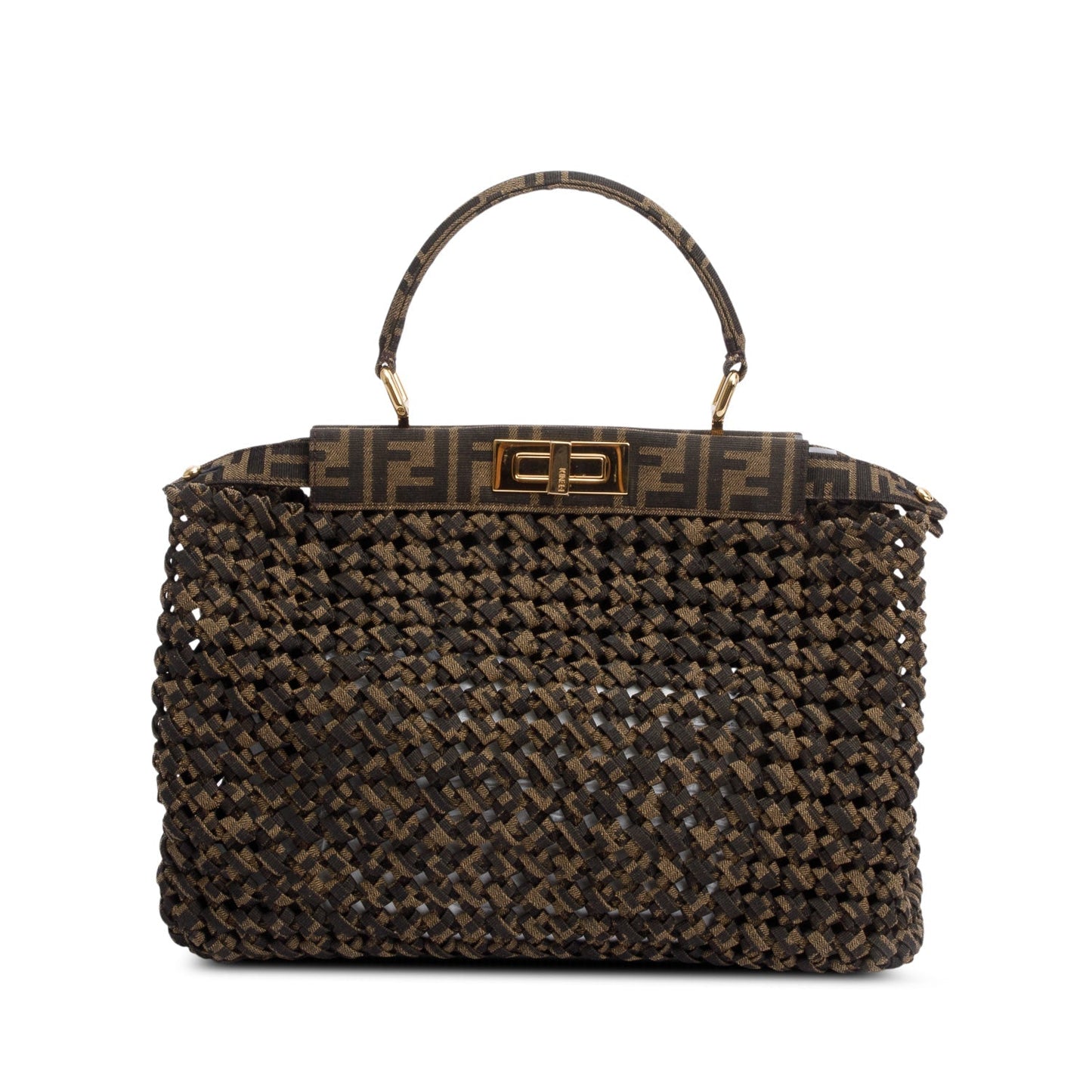 Fendi FF Zucca Woven Interlace Medium Peekaboo Bag