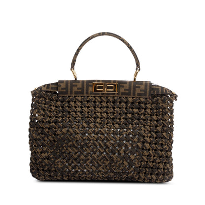 Fendi FF Zucca Woven Interlace Medium Peekaboo Bag