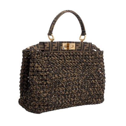 Fendi FF Zucca Woven Interlace Medium Peekaboo Bag