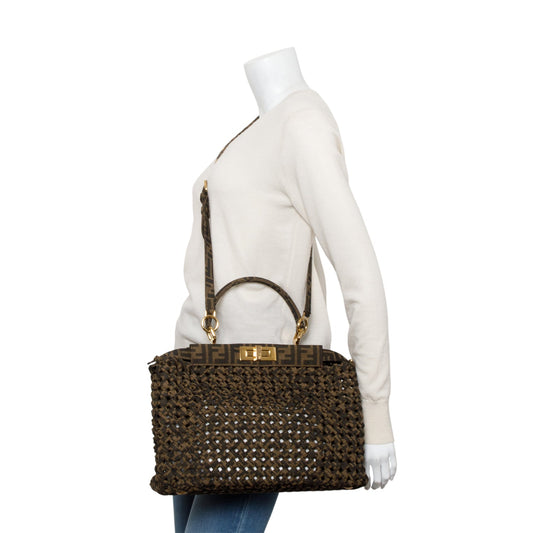 Fendi FF Zucca Woven Interlace Medium Peekaboo Bag