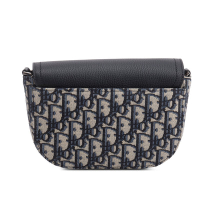 Christian Dior 2024 Black Calfskin Leather Oblique Mini Saddle Messenger Bag