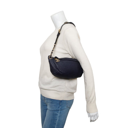 Chanel Navy Calfskin Leather Quilted Banane Waist Bag