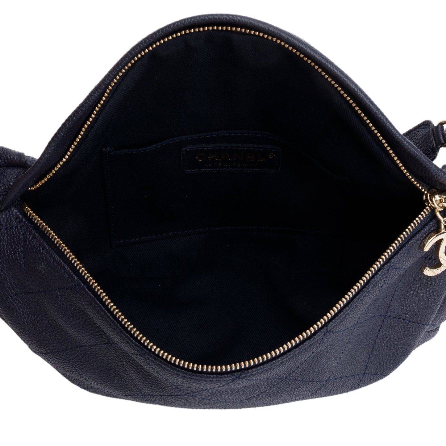 Chanel Navy Calfskin Leather Quilted Banane Waist Bag