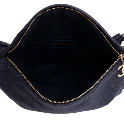 Chanel Navy Calfskin Leather Quilted Banane Waist Bag