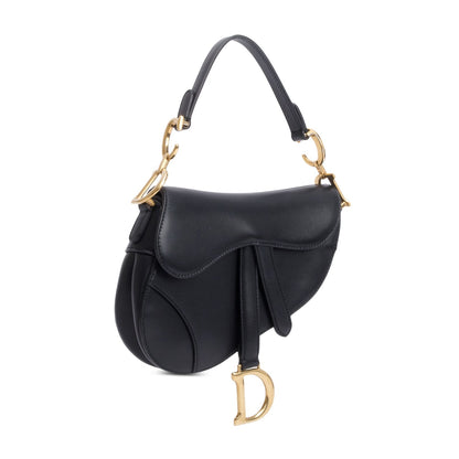 Christian Dior Black Smooth Leather Mini Saddle Bag